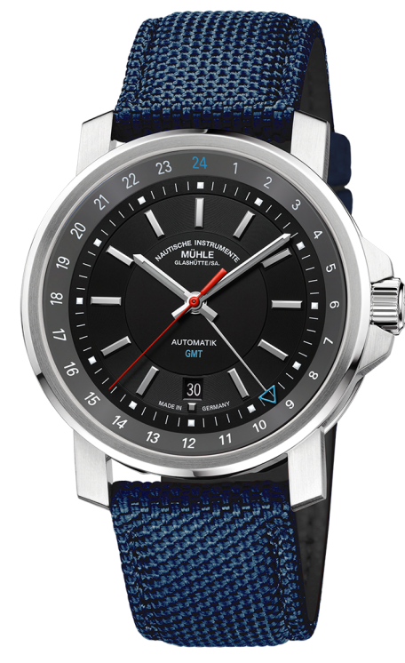 Soldatenabbildung der 29er Big GMT, Dreizeigeruhr mit dunklem Zifferblatt und zweiter Zeitzonenanzeige