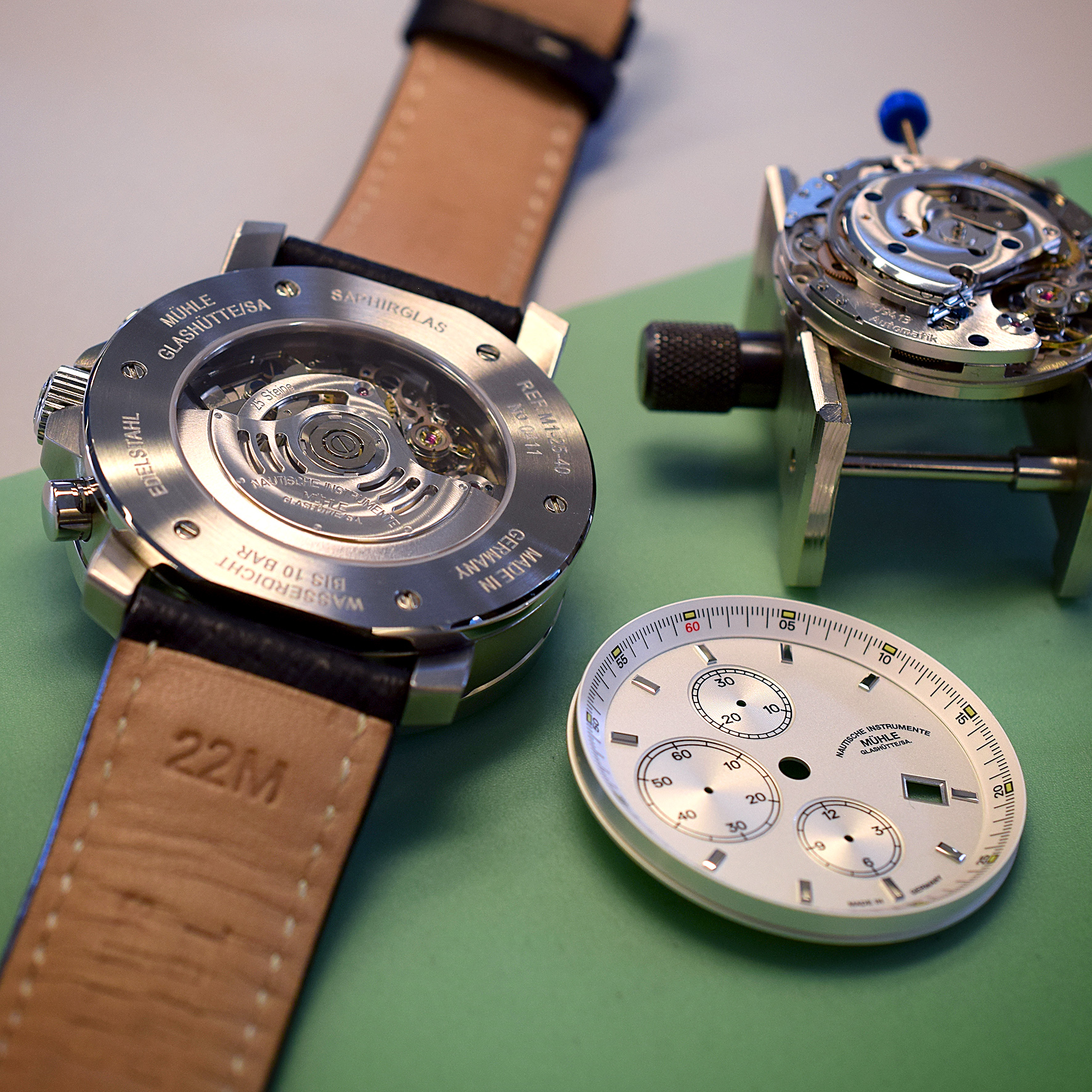 29 chronograph white with leather strap | Mühle-Glashütte