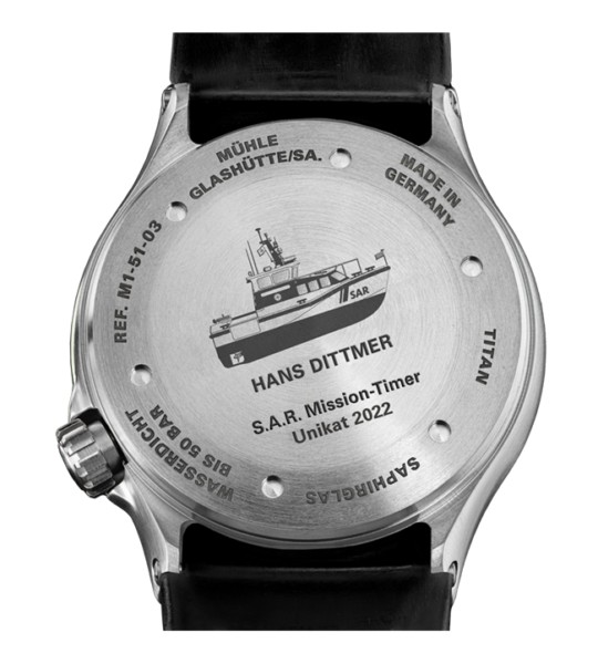Ansicht Bodengravur S.A.R. Mission-Timer TITAN Unikat 