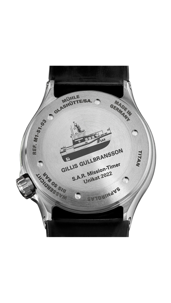 Ansicht Bodengravur S.A.R. Mission-Timer TITAN Unikat "Gillis Gullbransson"