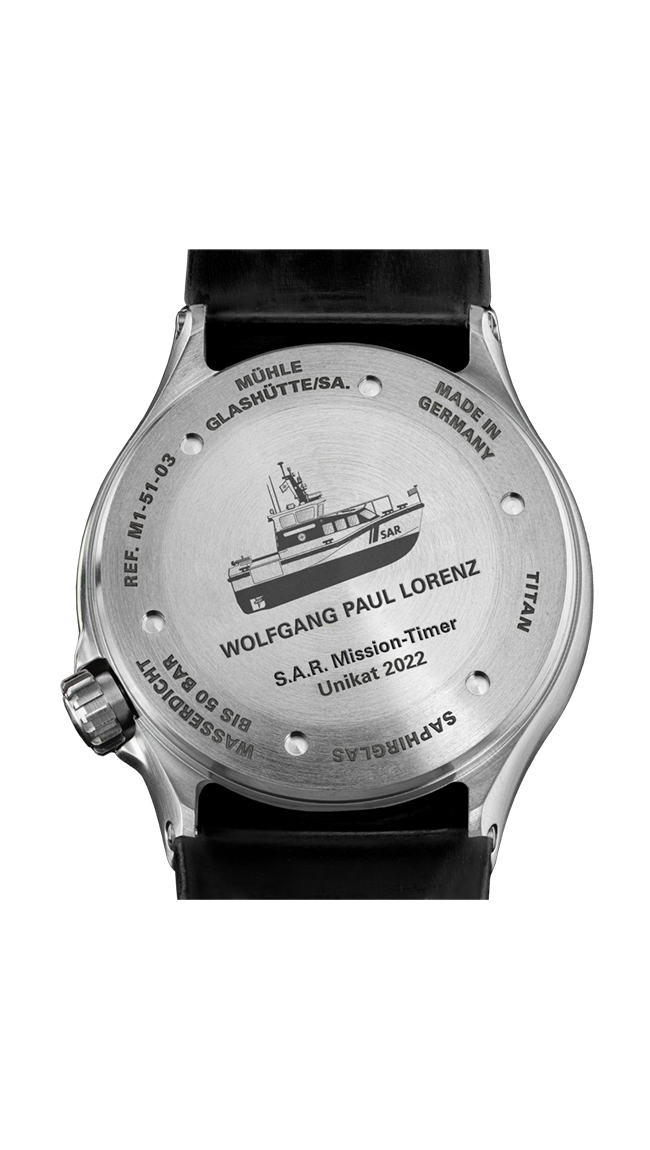 Ansicht Bodengravur S.A.R. Mission-Timer TITAN Unikat 