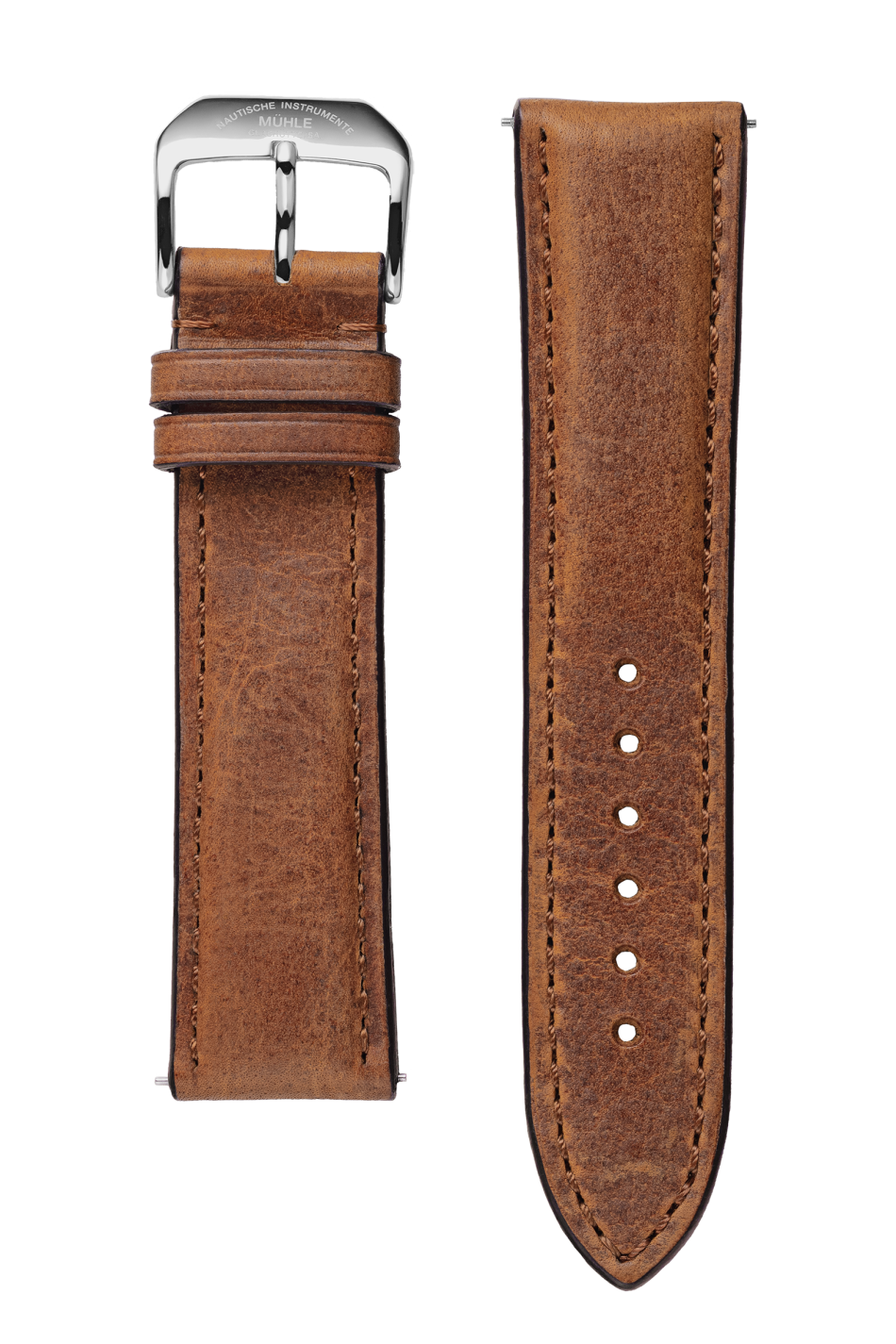 Close-up of a brown vintage Lunova watch strap