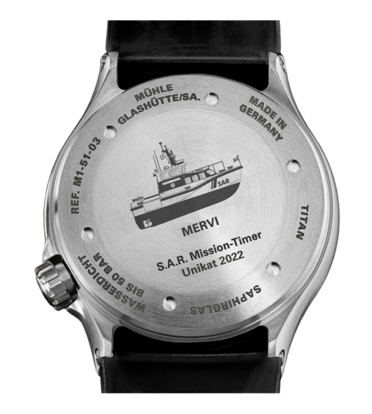 Ansicht Bodengravur S.A.R. Mission-Timer TITAN Unikat "Mervi"