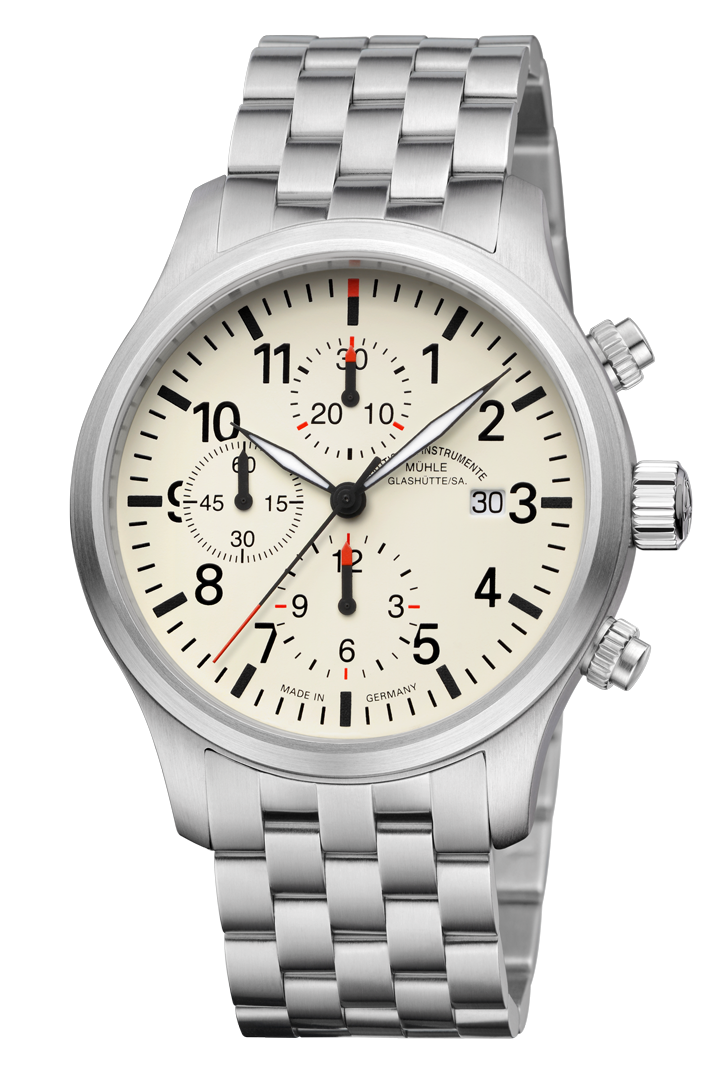 Soldatenabbildung Terrasport I Chronograph creme mit Edelstahlband