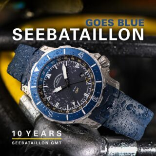 Seebataillion GMT, Newsmotiv blaues Kautschukband und Titanschließe