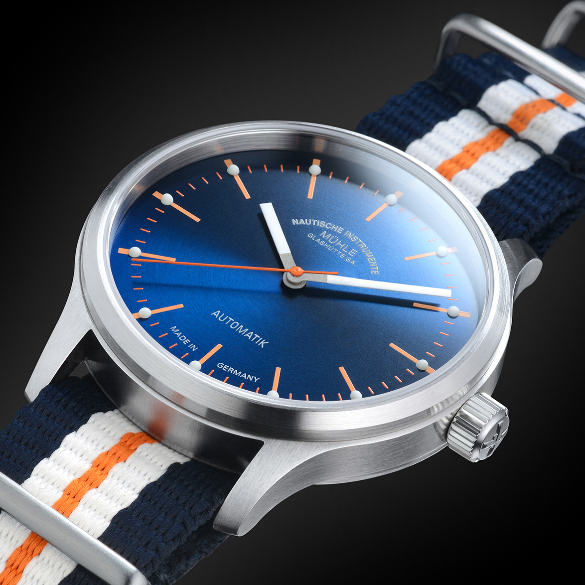 Panova Blue | colorful automatic watch | leather | Mühle-Glashütte